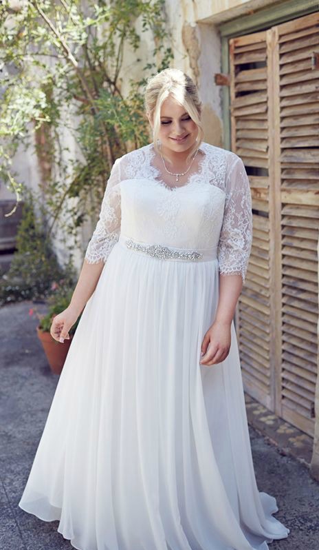 Vestido de casamento plus size com mangas