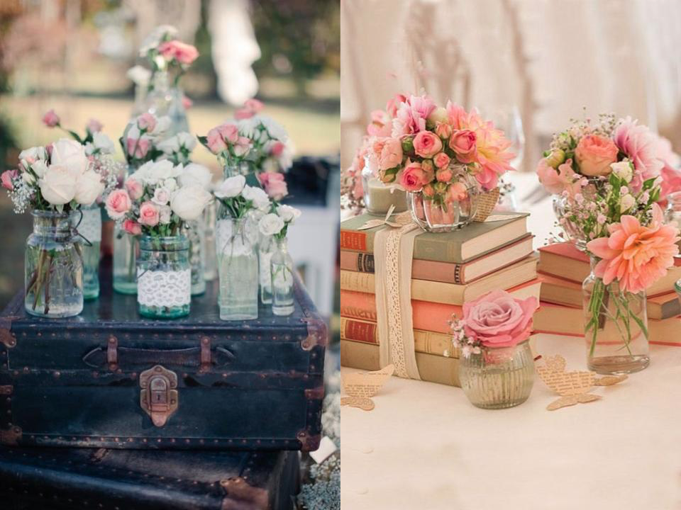 Flores para a decoração de casamento vintage