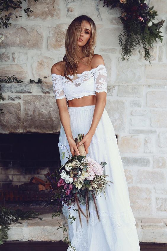 Vestido de noiva crop top boho