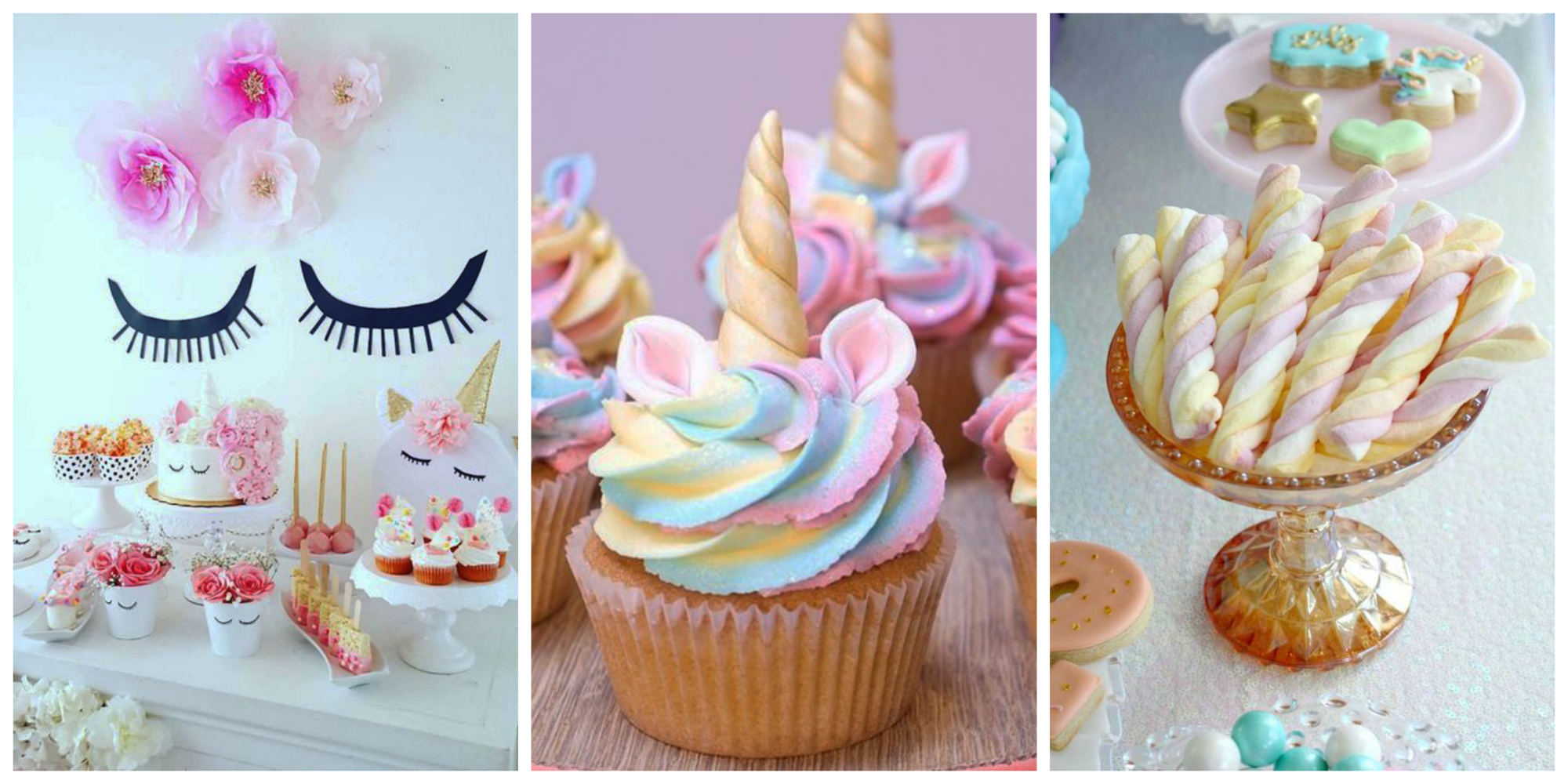 Doces e cupcakes para festa de unicórnio