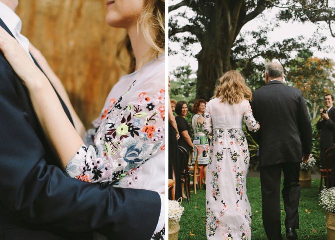 Vestido de Noiva Floral Bordado