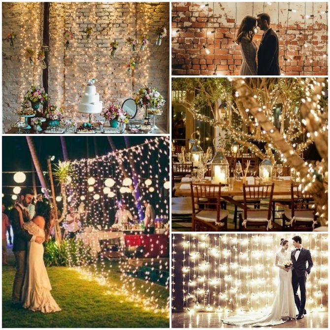 Decoração de casamento com pisca-pisca